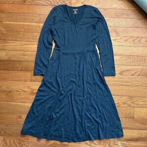 Wool& Wool And Merino Ahna Empire Waist Maxi Dress Long Sleeve V Neck Medium